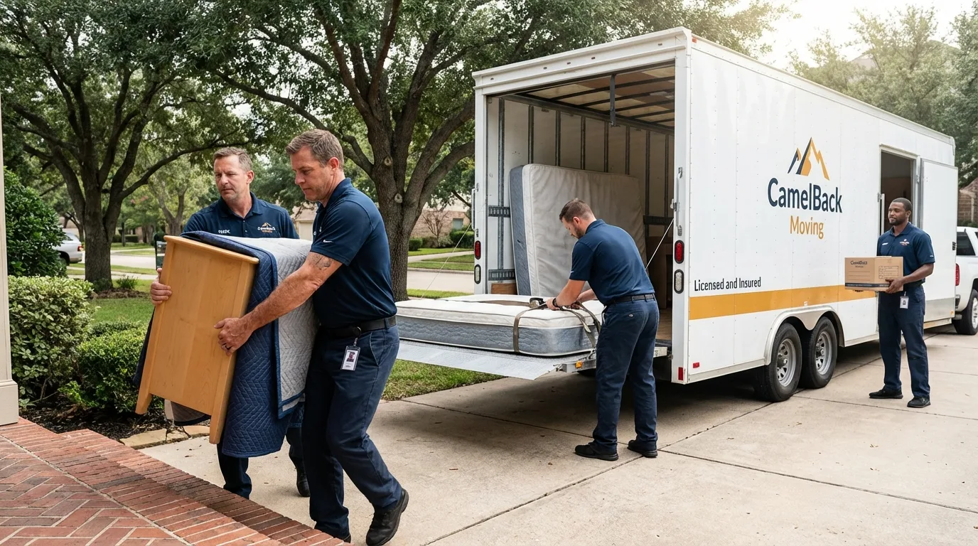 Crew loading residential truck for cross-state move from Woodstock, AL