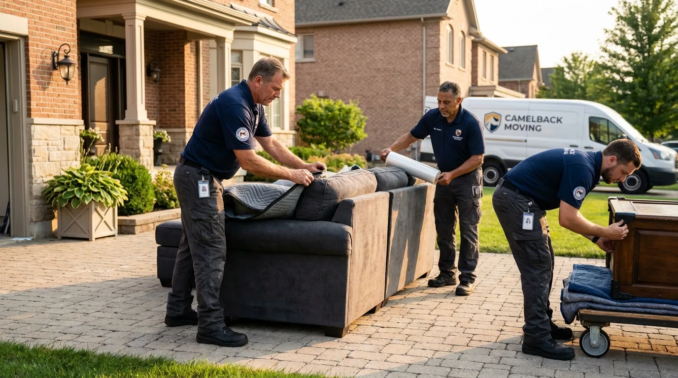 Large estate moving crew wrapping furniture in Woodstock, AL