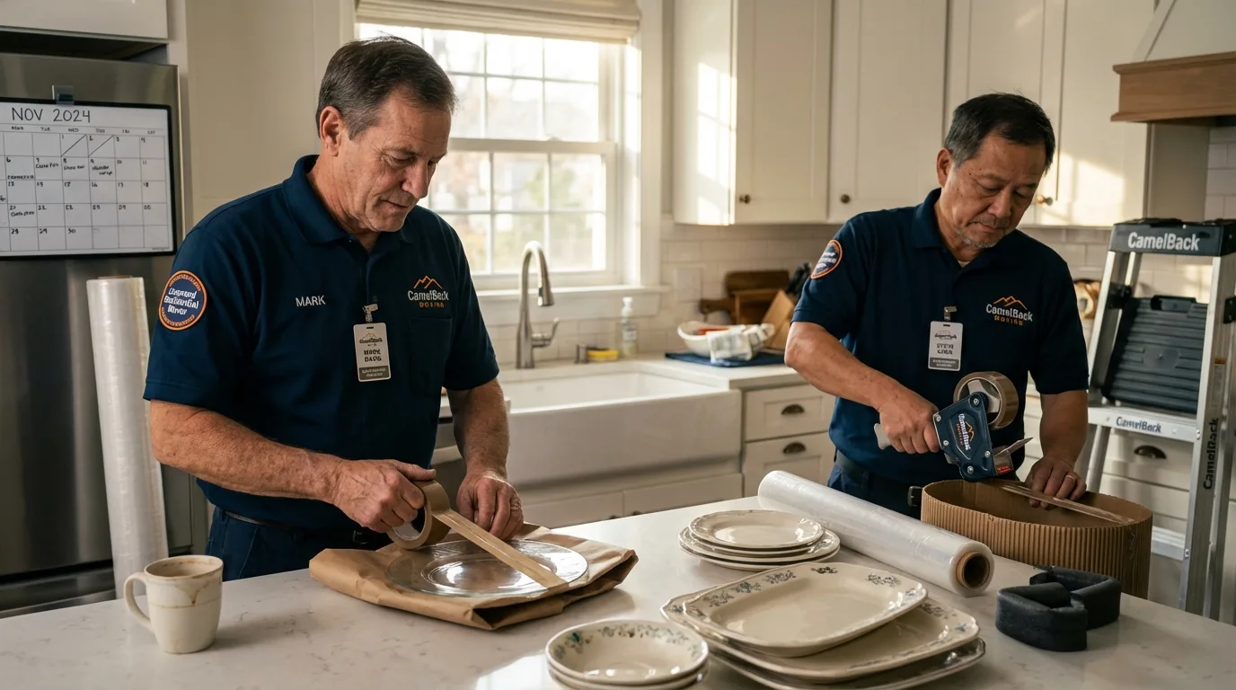 Professional crew packing kitchen dishware in Woodstock, AL